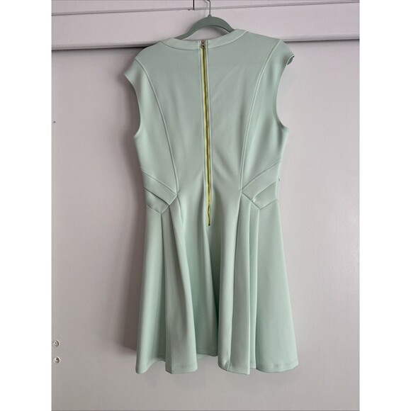 Ted Baker Size 4 US 10 Mint Green Skater Dress Scuba ASO Amal Clooney Round Neck - Picture 5 of 8